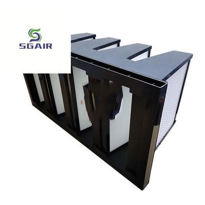 High Capacity V Bank H13 500Pa High Efficiency Air Filter black