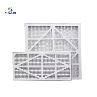 White Cardboard Frame HVAC Pleated Air Filter Commercial For Air Conditioning