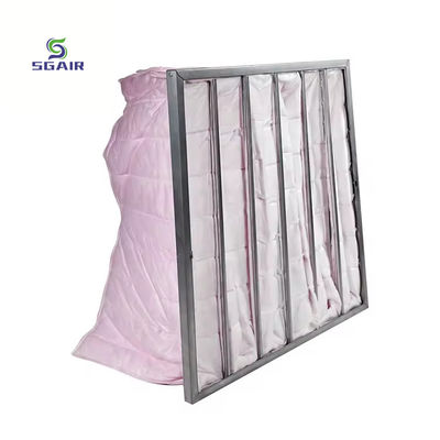 Galvanized Frame Pocket Air Filter With 1~5μM Filtration Efficiency For AHU