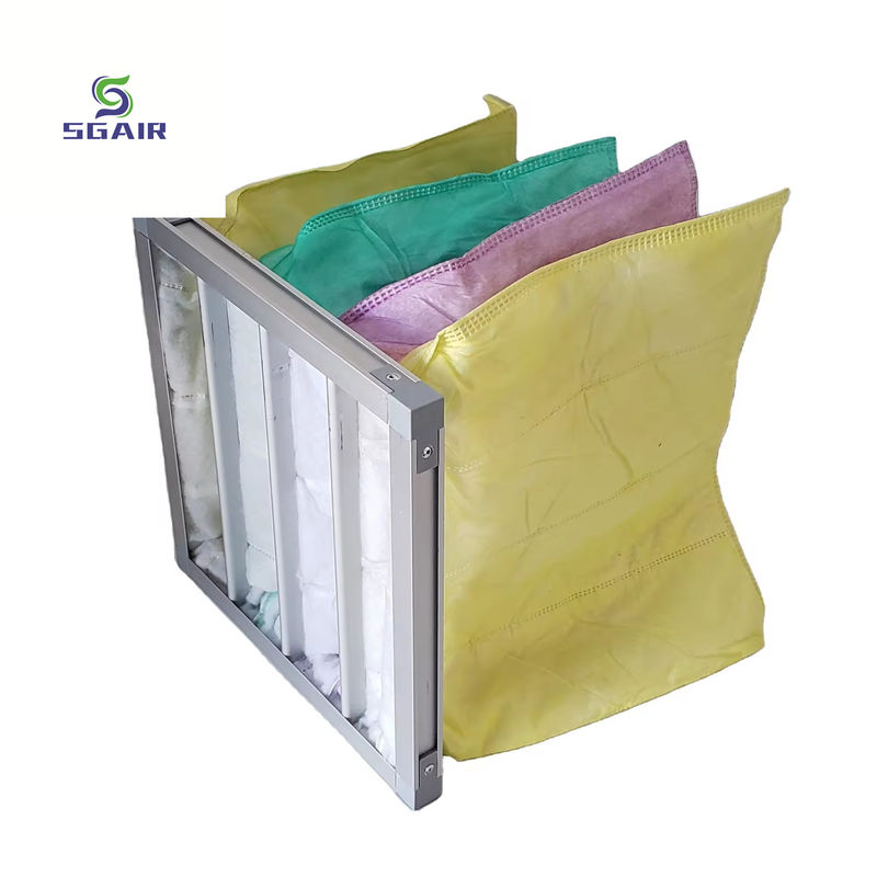 Customized Fiberglass Pocket Filter 99.97% H13~H14 Anti Corrosion