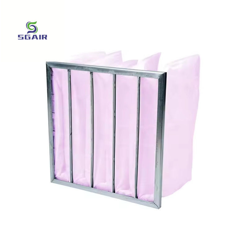 Large Air Flow Fiberglass Pocket Filter Large Effective Filter Area